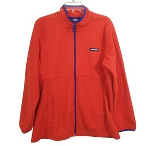 NWT Lands' End Grid Fleece Jacket Daylily Orange Lightweight Full Zip Size 18
